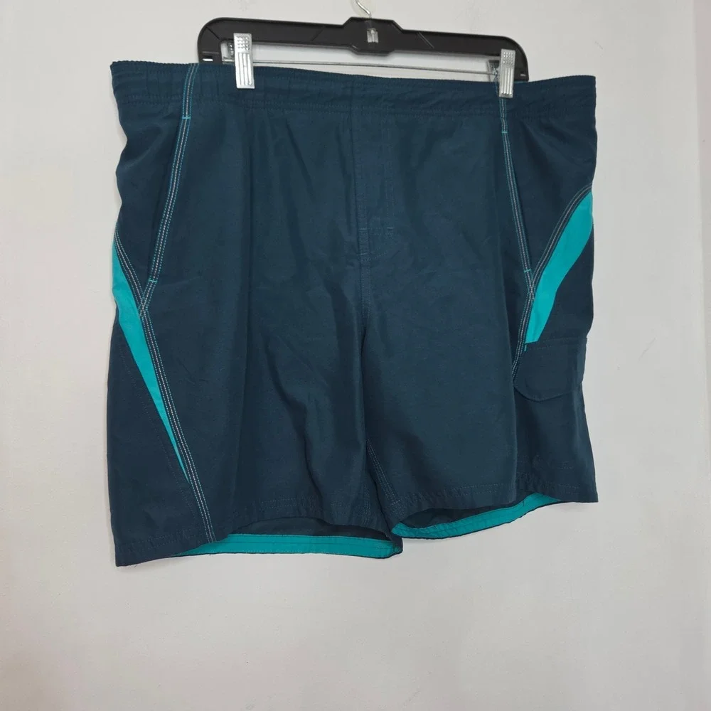Nike Mens Swim Trunks Teal Blue Turquoise Cargo Pocket Board Shorts Large